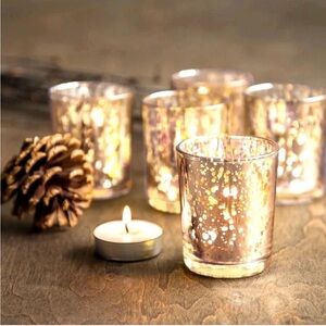DARICE DAVID TUTERA GOLD SPOT PLATING GLASS VOTIVE CUPS (12 pack)